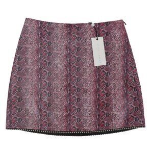 After Market Womens Small Pink Python Snakeskin Print Beaded Trim Skirt NEW